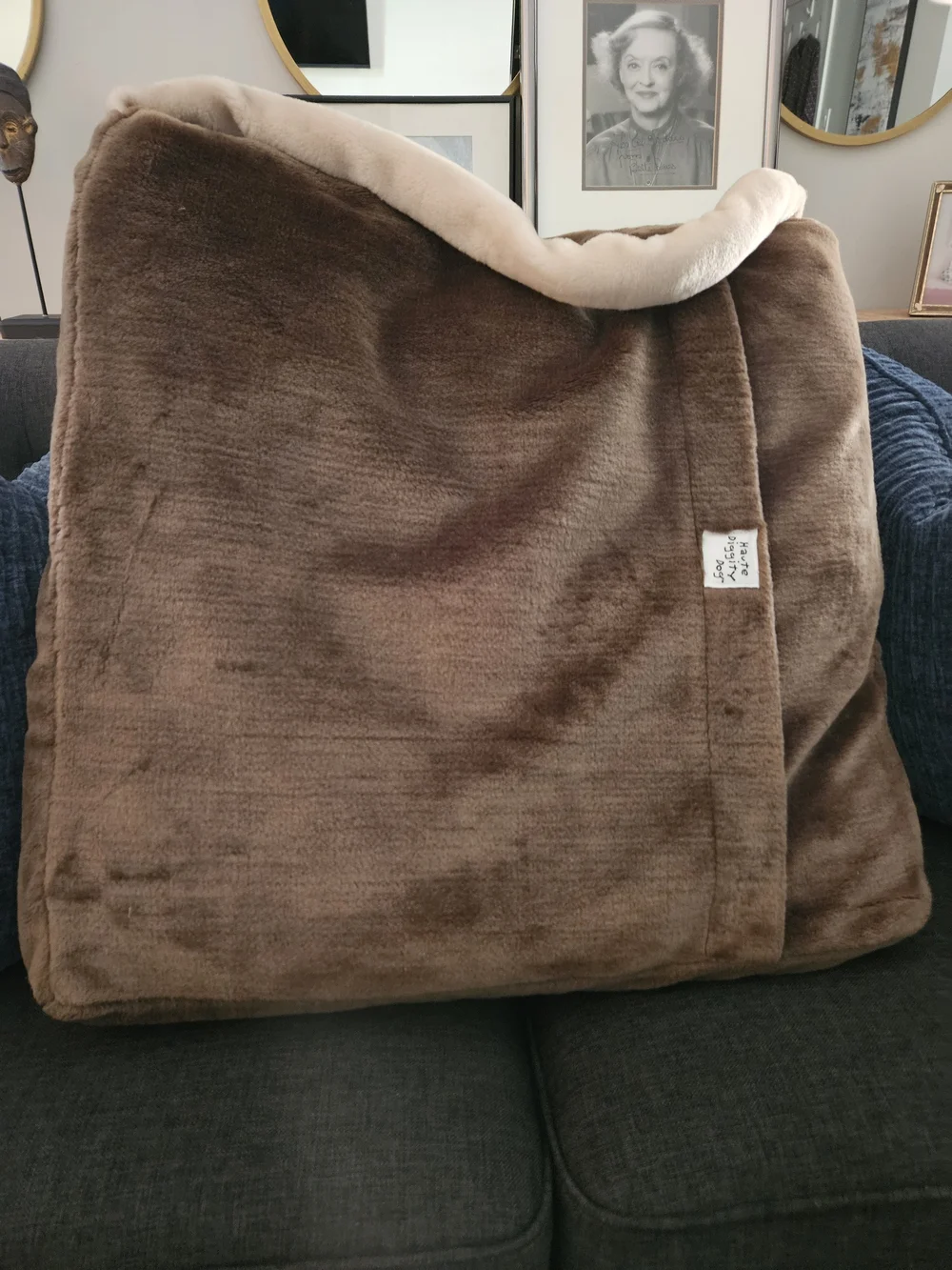 Chewy Vuiton Brown and Cream Plush Designer-Inspired Pillow